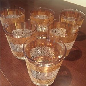 SOLD-Vintage Gold Leaf Whiskey Tumblers 6